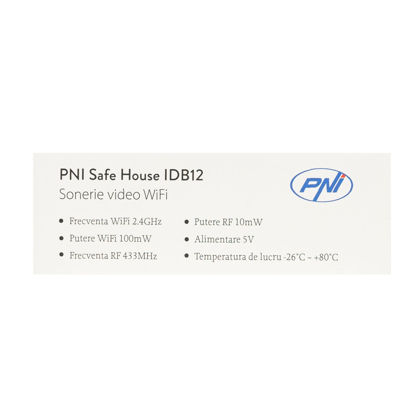 Sonerie video PNI Safe House IDB12 WiFi, vizibilitate noctura, IP54, acumulator incorporat, control din aplicatia Tuya