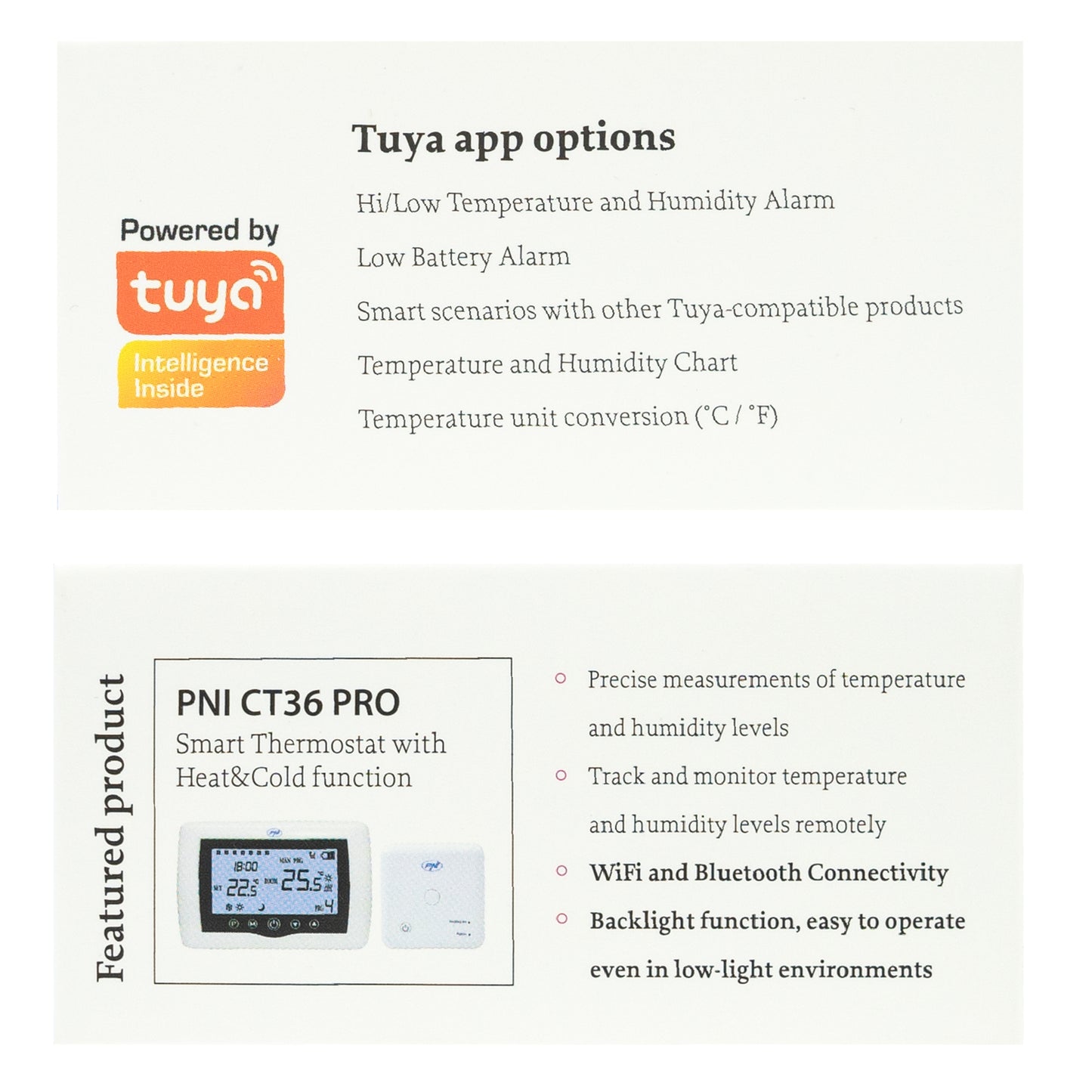 Senzor inteligent de temperatura si umiditate PNI SafeHome PT252 WiFi aplicatie de mobil Tuya Smart