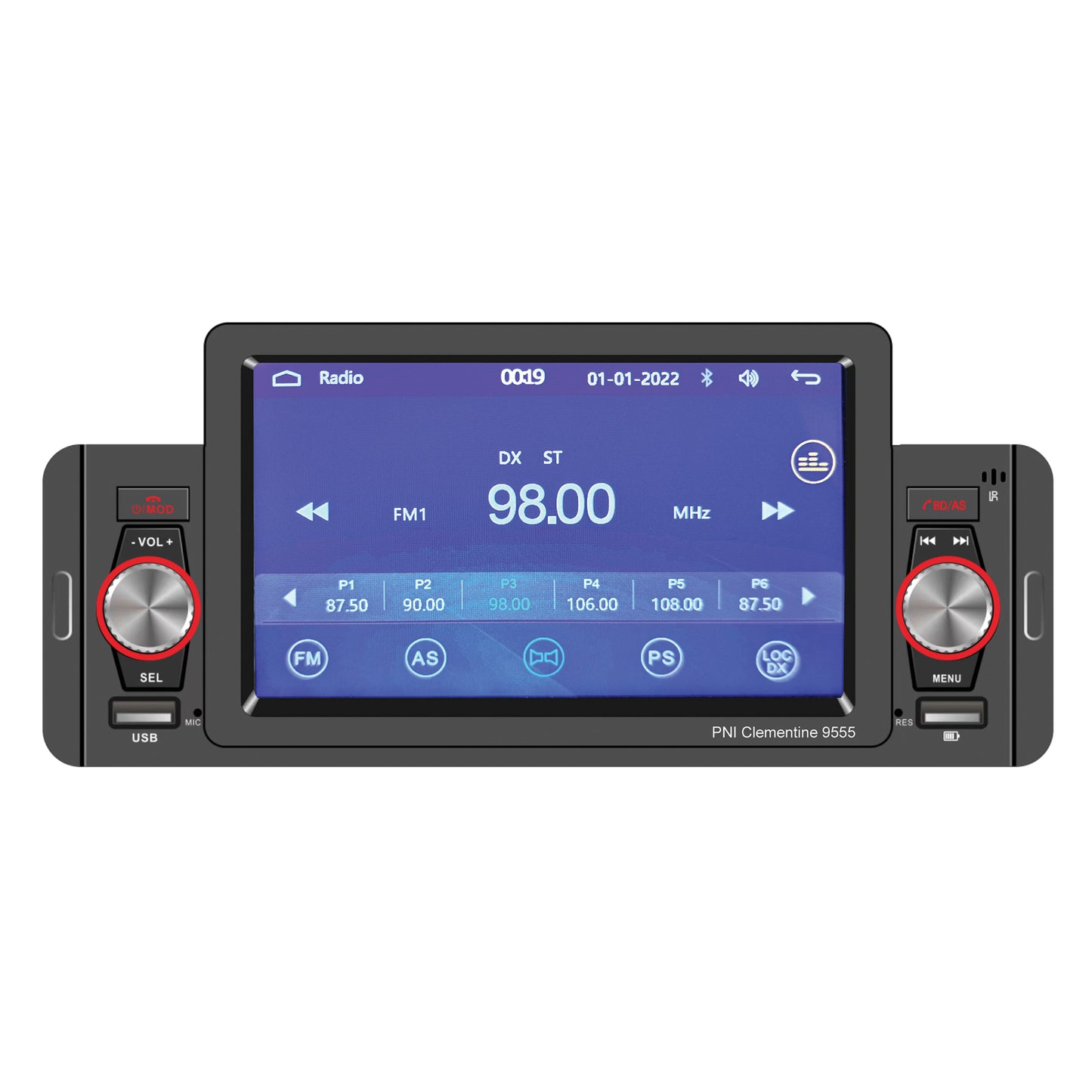 MP5 player auto PNI Clementine 9555 1DIN display 5 inch 4 x 50W, Bluetooth, radio FM, Carplay, functie RDS