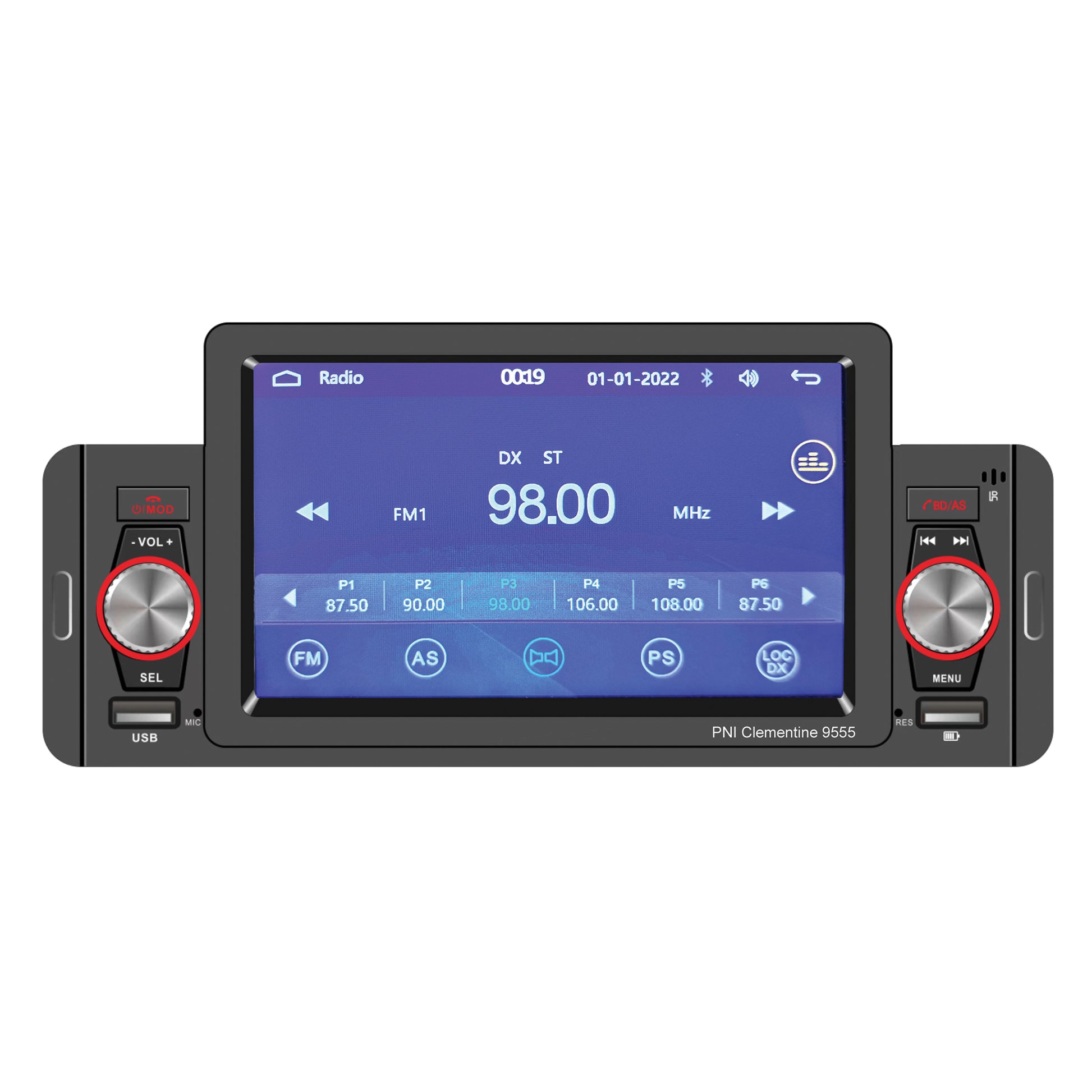 MP5 player auto PNI Clementine 9555 1DIN display 5 inch 4 x 50W, Bluetooth, radio FM, Carplay, functie RDS