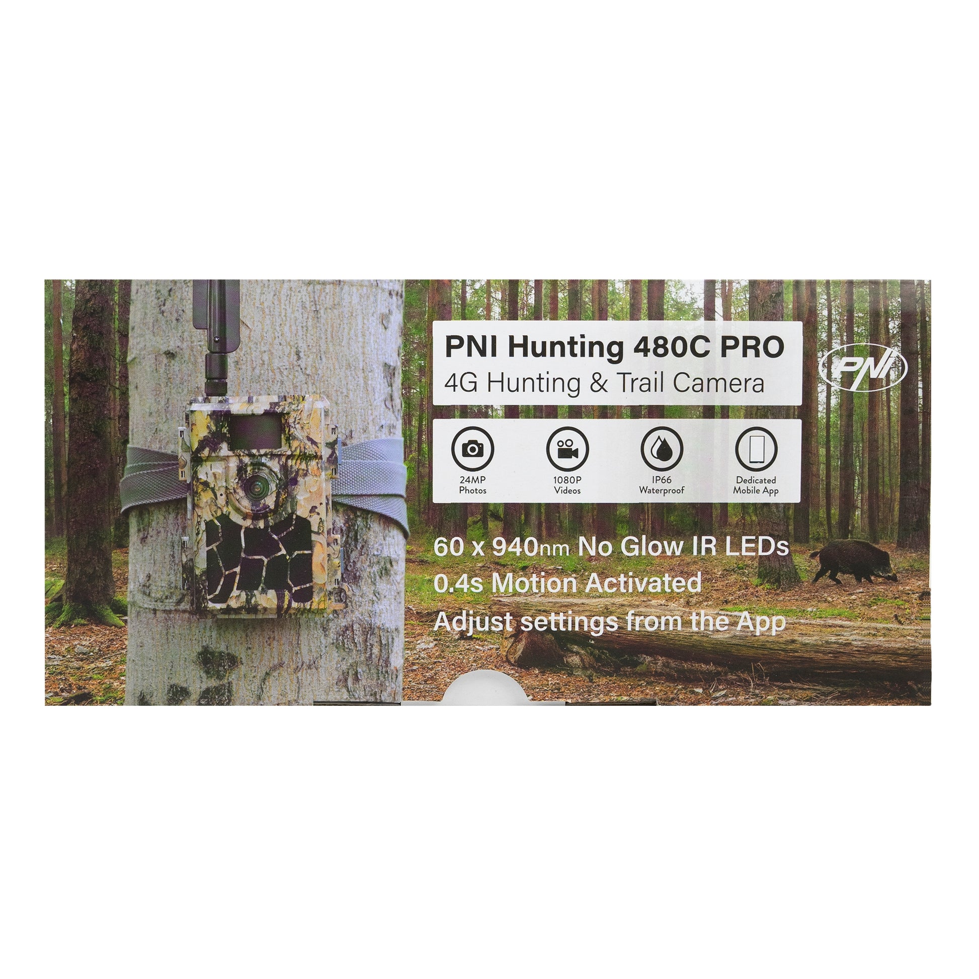Camera vanatoare PNI Hunting 480C PRO, 24MP, cu Internet 4G, GPS unghi vizualizare 60°