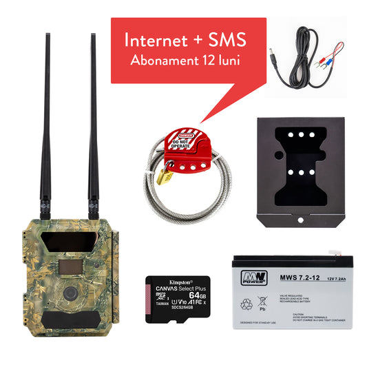 Kit camera vanatoare PNI Hunting 400C PRO 24MP, abonament GSM 12 Luni, carcasa si sufa securitate, acumulator 7.2Ah si card