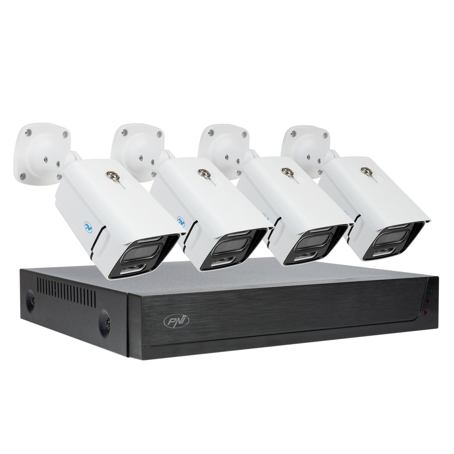 Pachet Kit supraveghere video PNI House IPMAX POE 3, NVR cu 4 porturi POE, ONVIF si 4 camere cu IP 3MP, de exterior, Power over Ethernet, detectie chip, detectie miscare, 4 cabluri, alimentator, mouse + Cadou Sticky Pad Blue