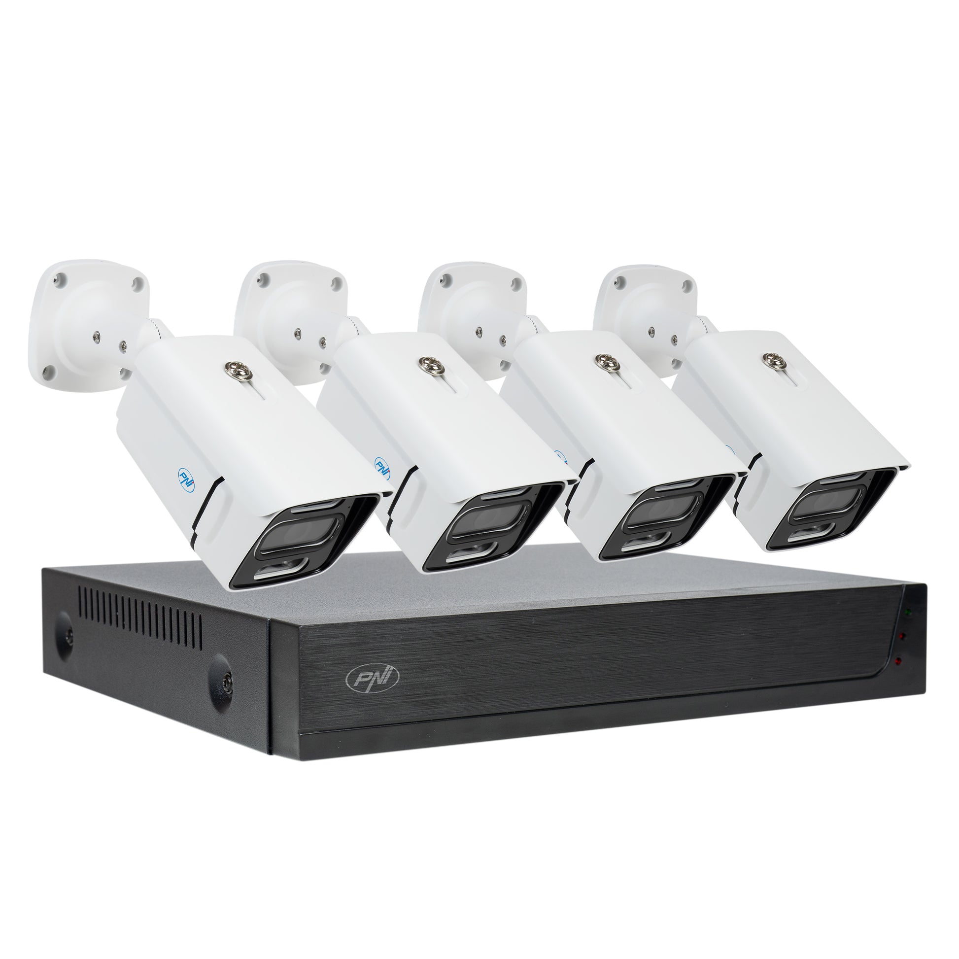 Pachet Kit supraveghere video PNI House IPMAX POE 3, NVR cu 4 porturi POE, ONVIF si 4 camere cu IP 3MP, de exterior, Power over Ethernet, detectie chip, detectie miscare, 4 cabluri, alimentator, mouse + Cadou Sticky Pad Blue