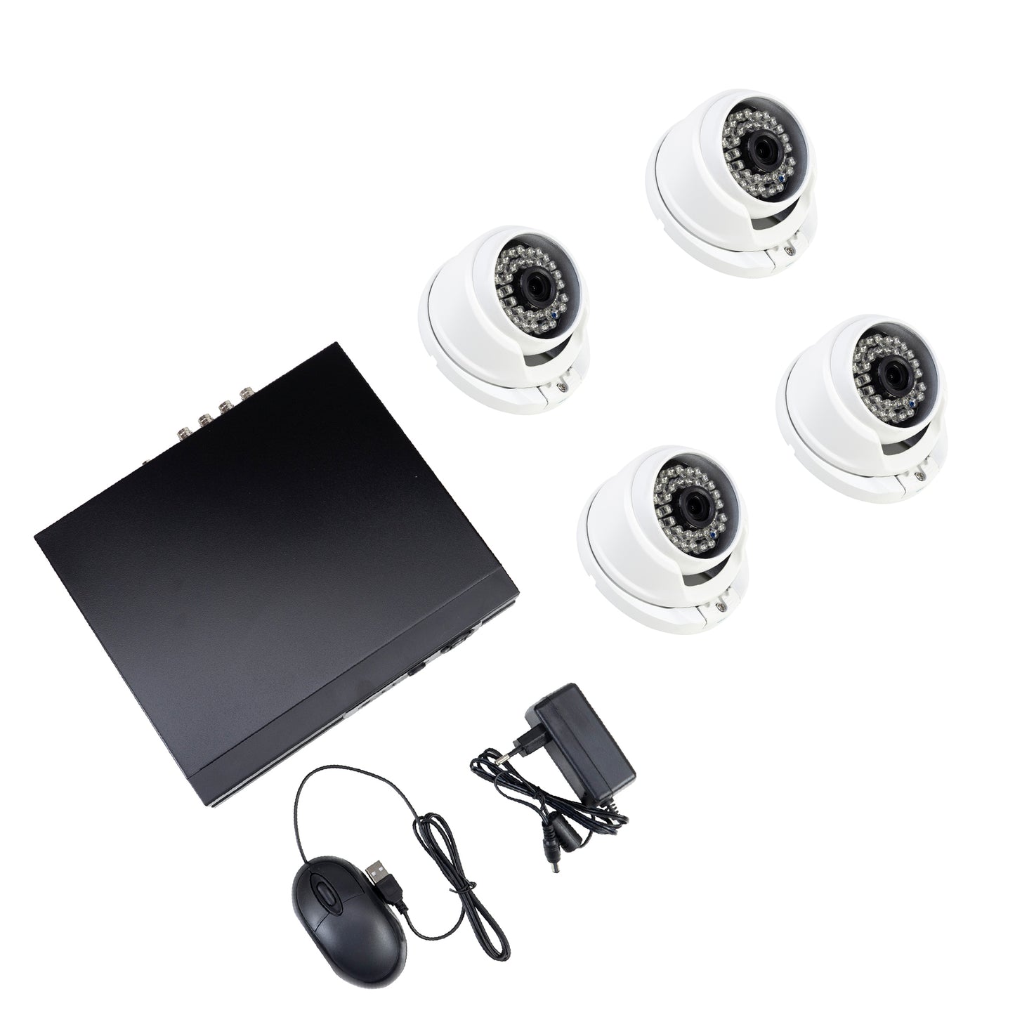 Pachet supraveghere video AHD PNI House AHD880, 8 canale, 5MP - DVR/NVR si 4 camere exterior AHD25, 5MP, dome, IP66