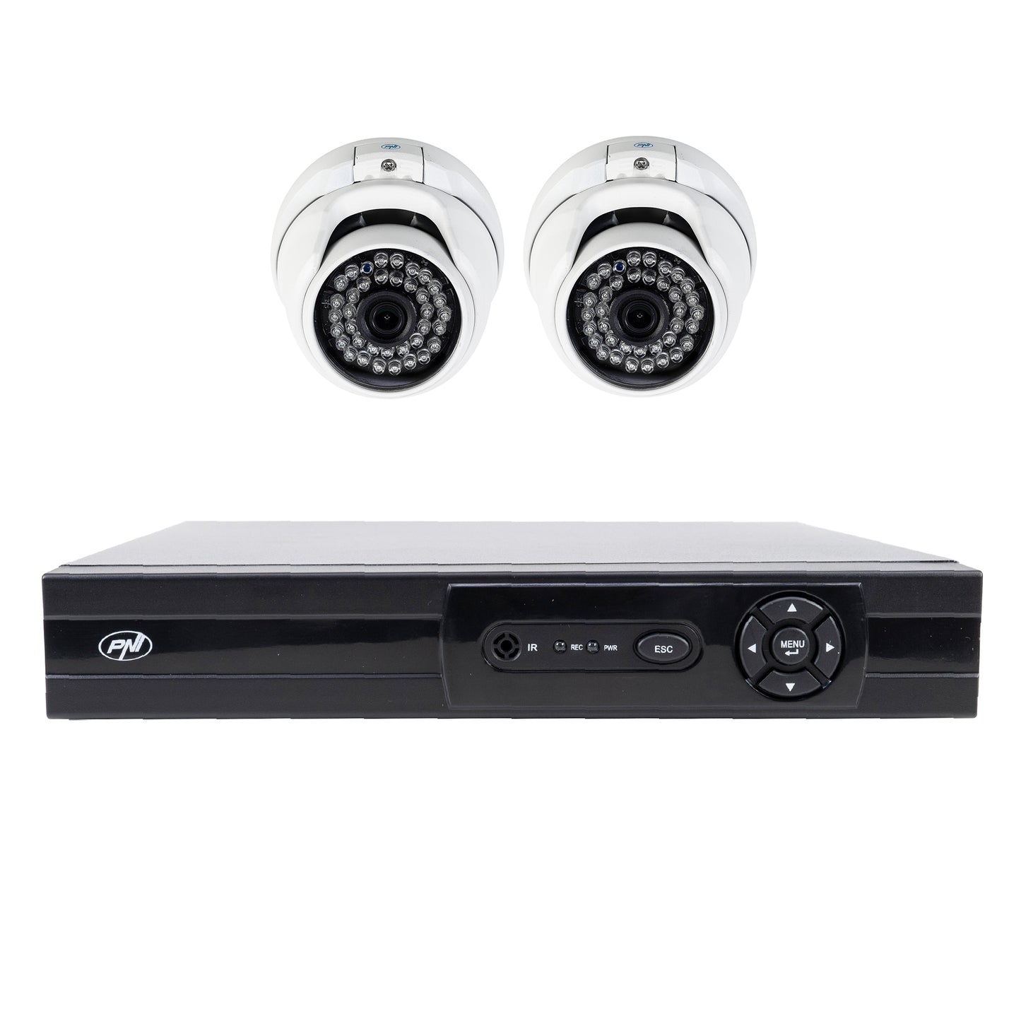 Pachet supraveghere video AHD PNI House AHD880, 8 canale, 5MP - DVR/NVR si 2 camere exterior AHD25, 5MP, dome, IP66