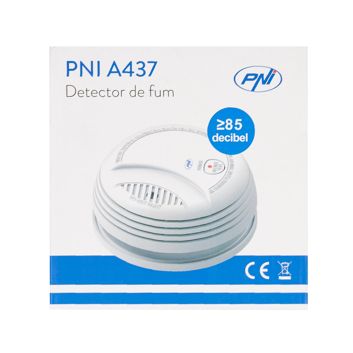 Senzor de fum PNI A437 standalone, cu alarmare sonora si luminoasa, 85dB, interior, alb