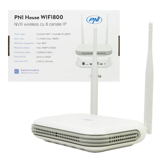 NVR wireless PNI House WIFI800 8 canale 5MP sau 4 canale 4K 8MP prompt vocal