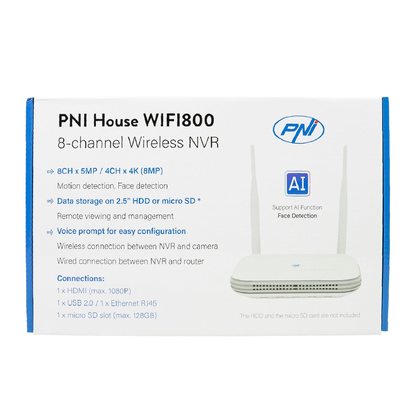 NVR wireless PNI House WIFI800 8 canale 5MP sau 4 canale 4K 8MP prompt vocal