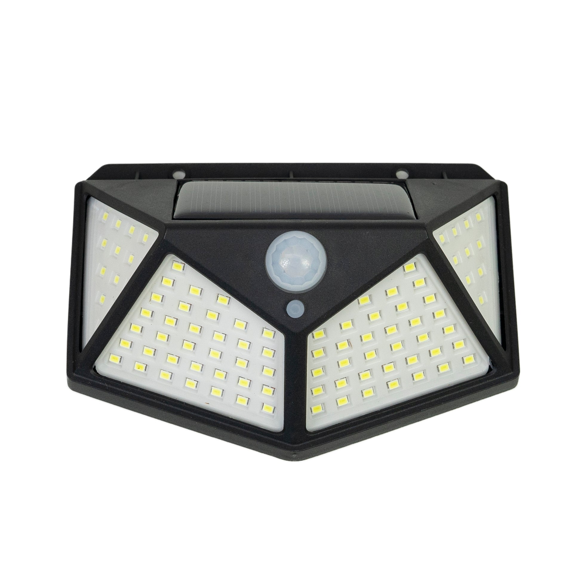 Lampa solara LED PNI GreenHouse WS10, 100 LED-uri, 600 lm, unghi PIR 120 grade, acumulator 1800 mAh, montaj pe perete