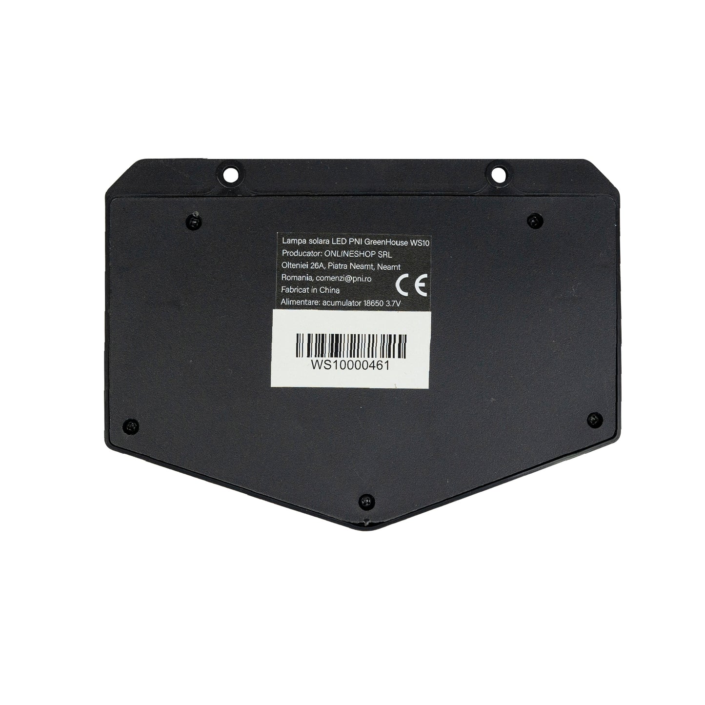 Lampa solara LED PNI GreenHouse WS10, 100 LED-uri, 600 lm, unghi PIR 120 grade, acumulator 1800 mAh, montaj pe perete