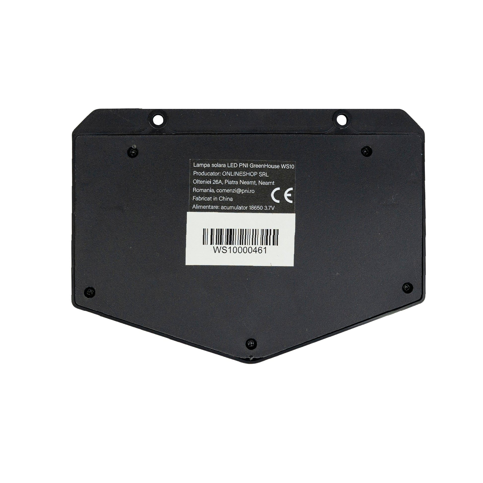 Lampa solara LED PNI GreenHouse WS10, 100 LED-uri, 600 lm, unghi PIR 120 grade, acumulator 1800 mAh, montaj pe perete