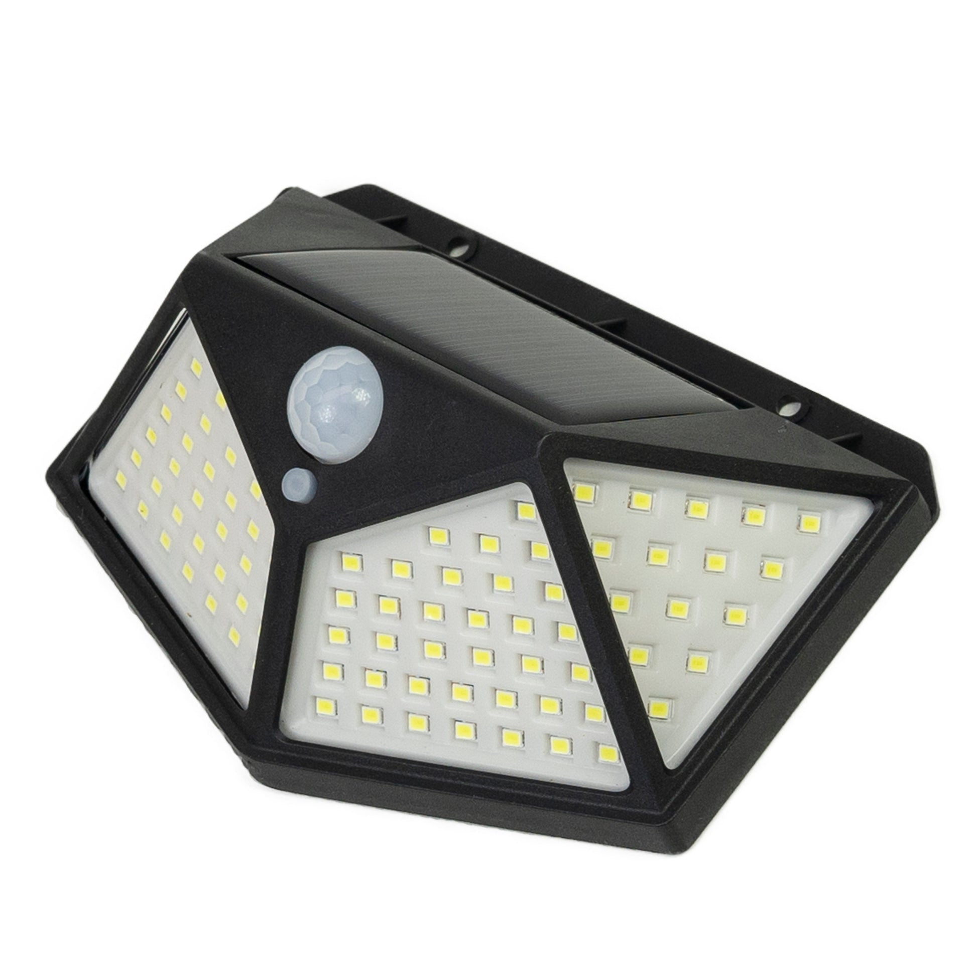 Lampa solara LED PNI GreenHouse WS10, 100 LED-uri, 600 lm, unghi PIR 120 grade, acumulator 1800 mAh, montaj pe perete