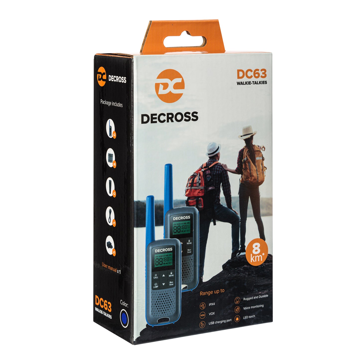 Statie radio portabila PMR PNI Decross DC63 Blue, 446MHz, 0.5W, 16CH, 1000mAh NiMH, IPx4, set 2 bucati