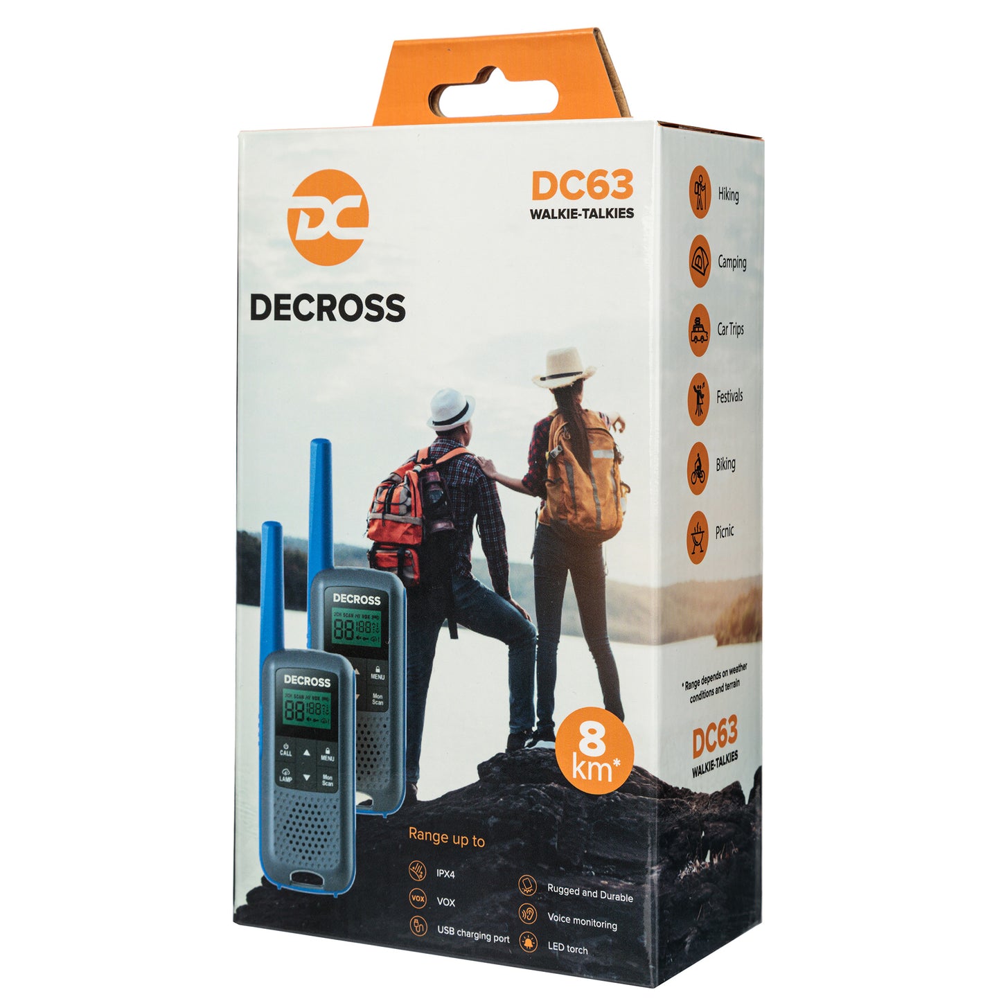 Statie radio portabila PMR PNI Decross DC63 Blue, 446MHz, 0.5W, 16CH, 1000mAh NiMH, IPx4, set 2 bucati