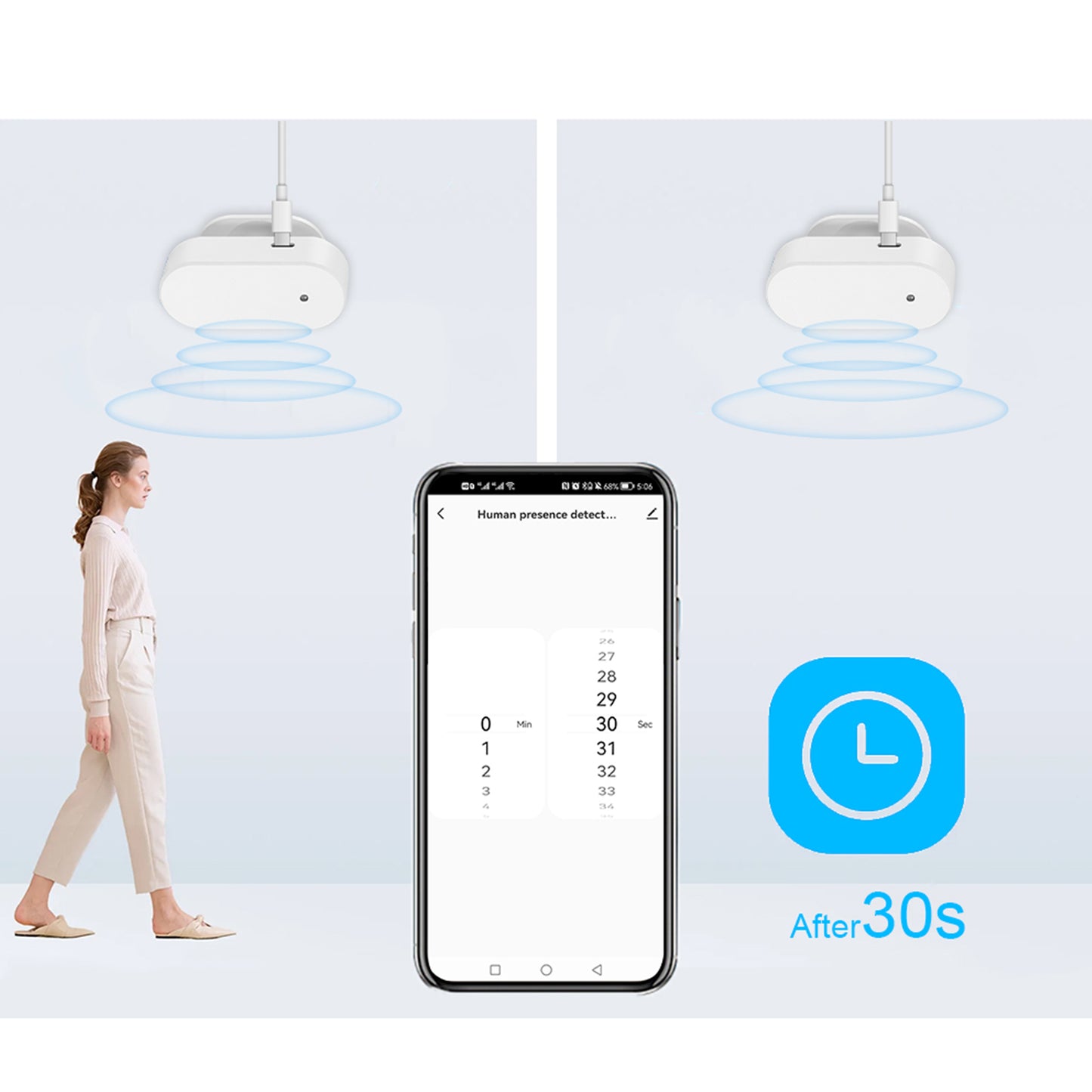 Senzor de miscare PNI SafeHouse HS403 wireless compatibil aplicatia Tuya
