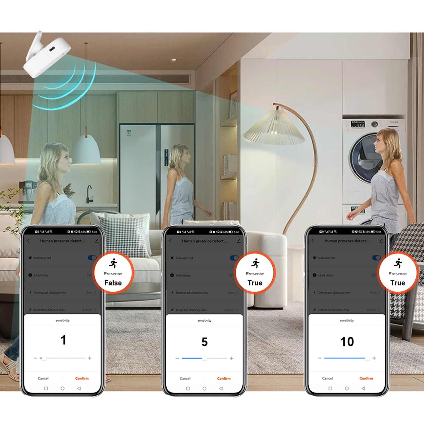 Senzor de miscare PNI SafeHouse HS403 wireless compatibil aplicatia Tuya