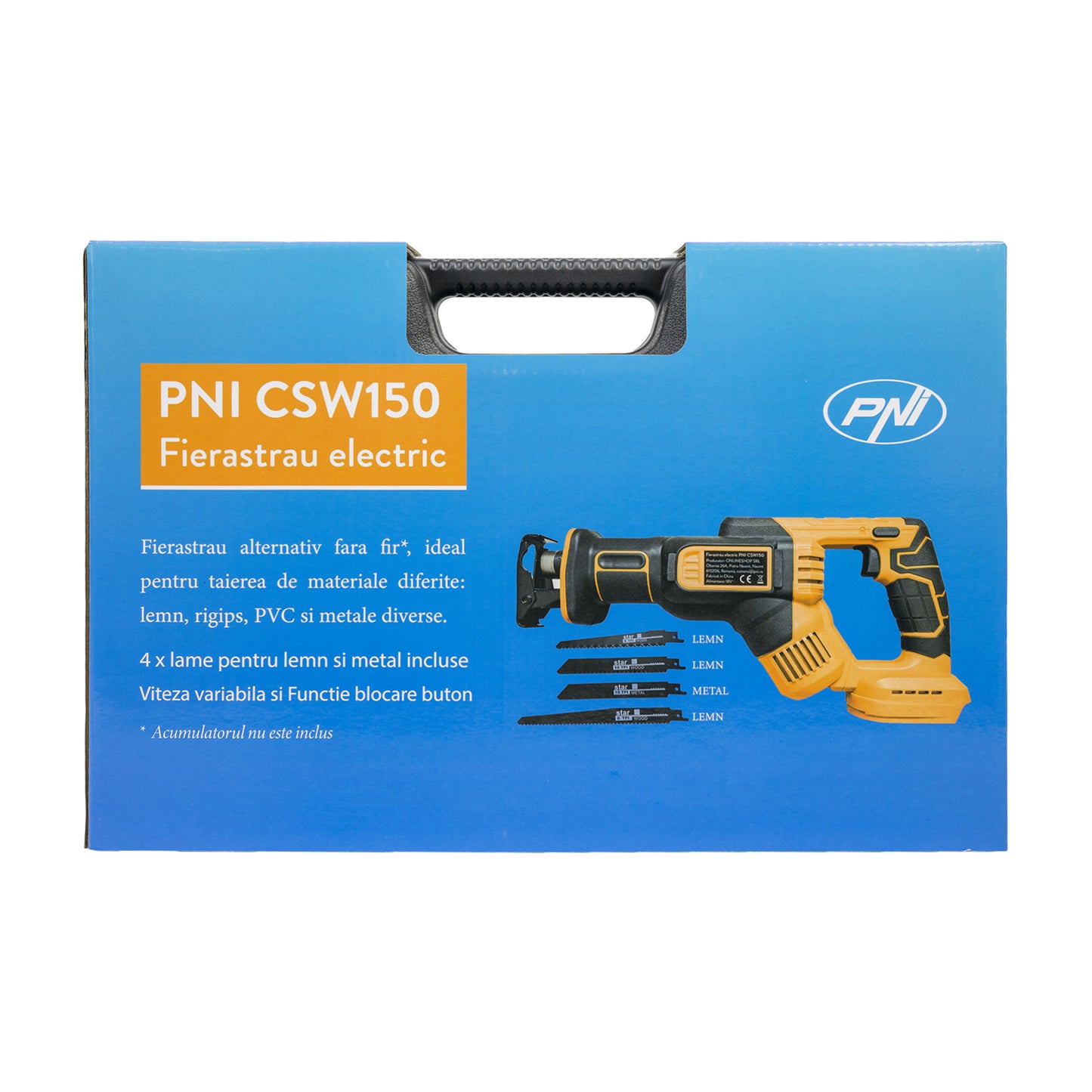 Fierastrau electric alternativ tip sabie PNI CSW150 fara acumulator, 4 lame incluse