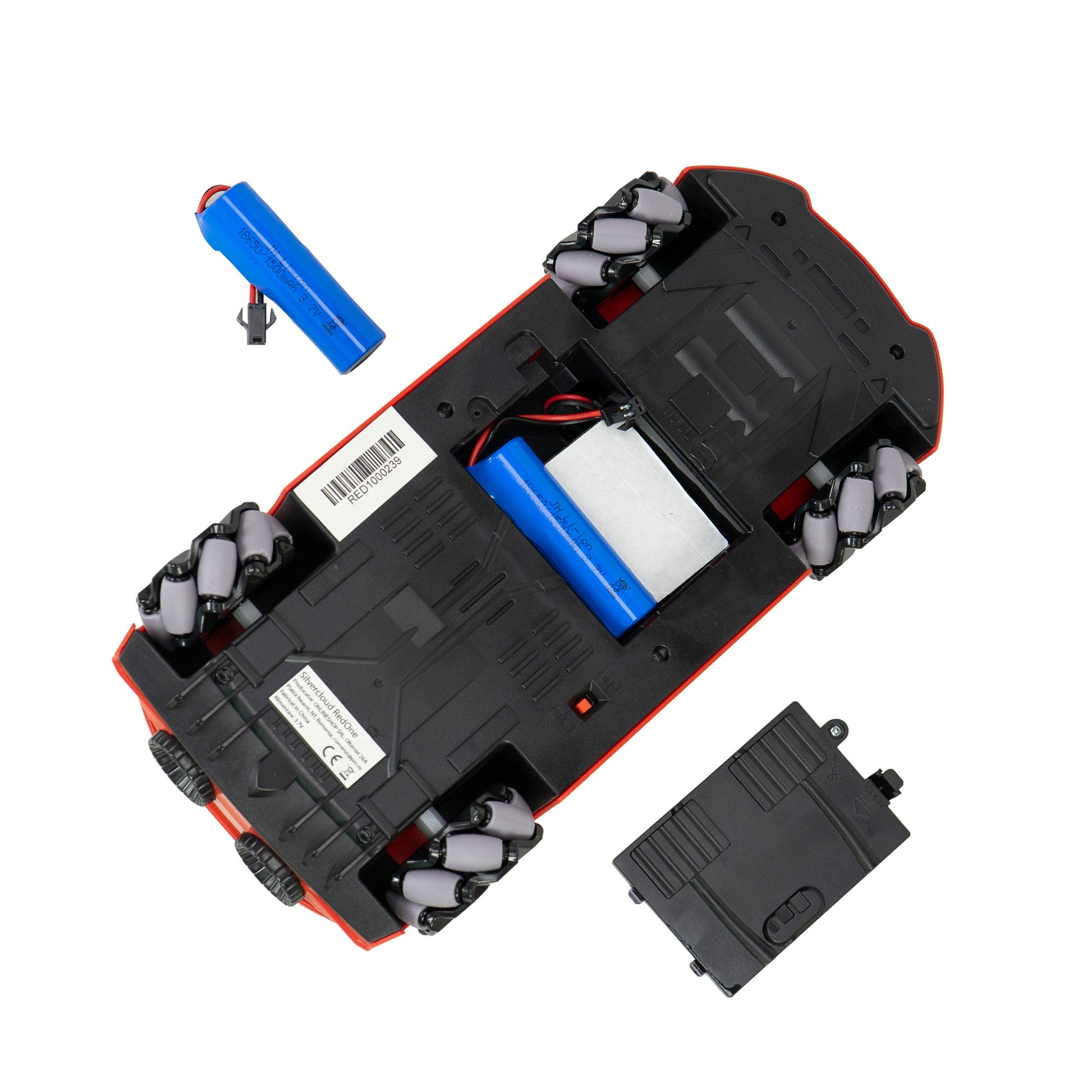 Jucarie masinuta sport Silvercloud RedOne cu telecomanda,  cu efect "fum" si LED-uri, acumulator de rezerva 1500mAh, miscari omnidirectionale, rosu