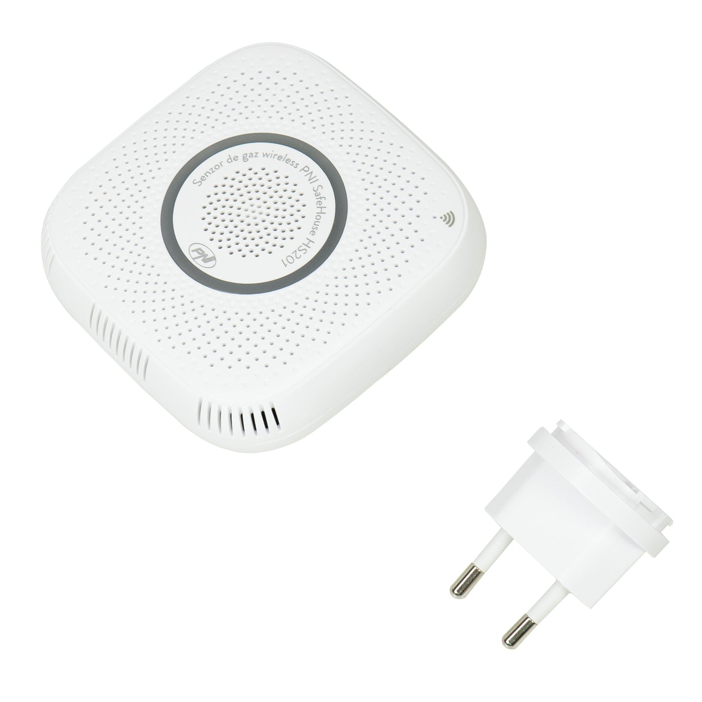 Senzor de gaz metan (CH4) PNI SafeHouse HS201 cu Wi-Fi, control din aplicatia Tuya Smart, alimentare 230V, 70dB, prompt vocal, alarma sonora si vizuala
