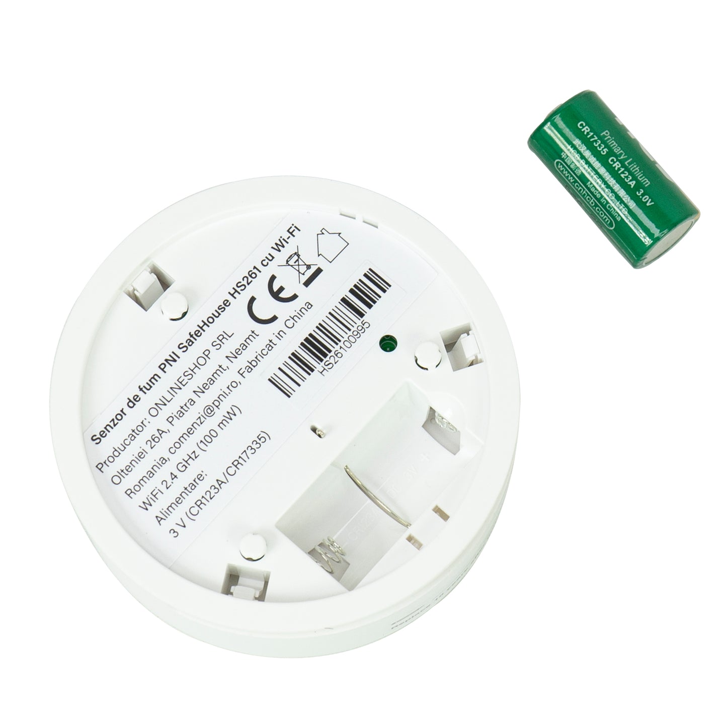 Senzor de fum PNI SafeHouse HS261 cu Wi-Fi, control din aplicatia Tuya Smart, alimentare baterie 3V, 85dB, alarma sonora si vizuala, alarma silentioasa