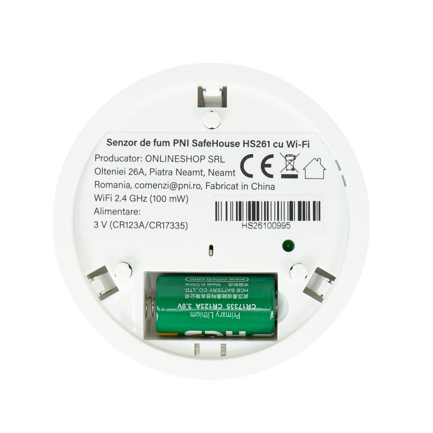 Senzor de fum PNI SafeHouse HS261 cu Wi-Fi, control din aplicatia Tuya Smart, alimentare baterie 3V, 85dB, alarma sonora si vizuala, alarma silentioasa