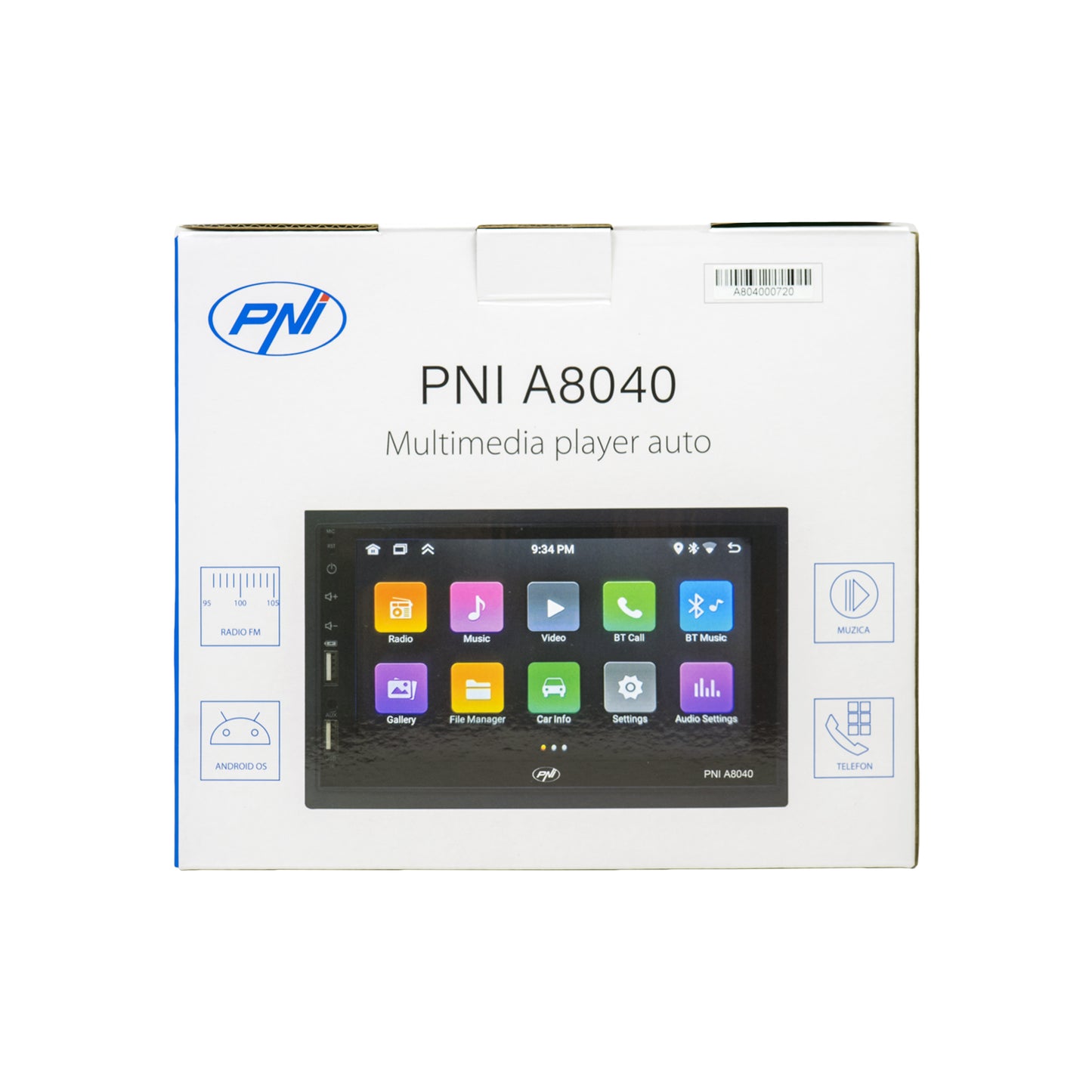 Multimedia player auto PNI A8040 cu Android 13, 2GB DDR3/ROM 32GB, ecran 7 inch, CarPlay, Android Auto, 2 x USB, BT