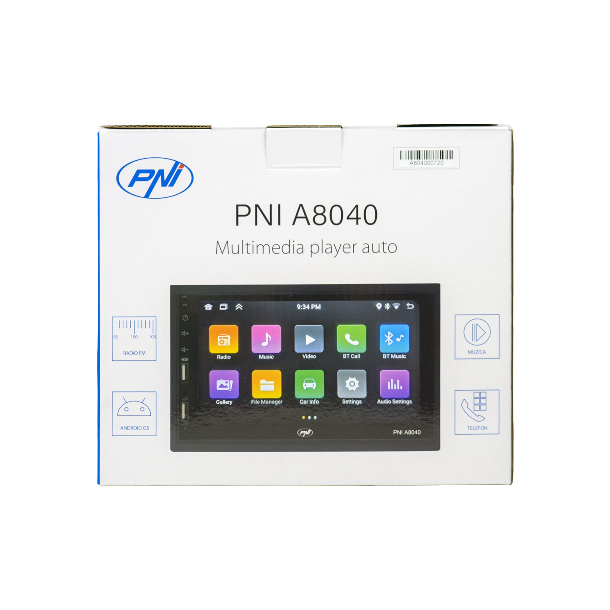 Multimedia player auto PNI A8040 cu Android 13, 2GB DDR3/ROM 32GB, ecran 7 inch, CarPlay, Android Auto, 2 x USB, BT