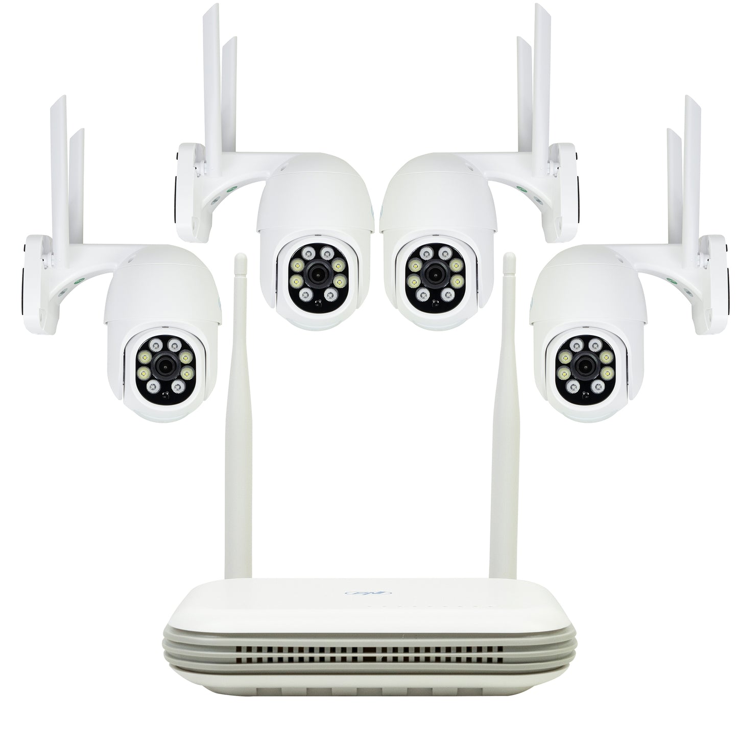Kit supraveghere video wireless PNI House WiFi800 NVR si 4 camere PNI IP840 de exterior, 8MP, 4K, IP65