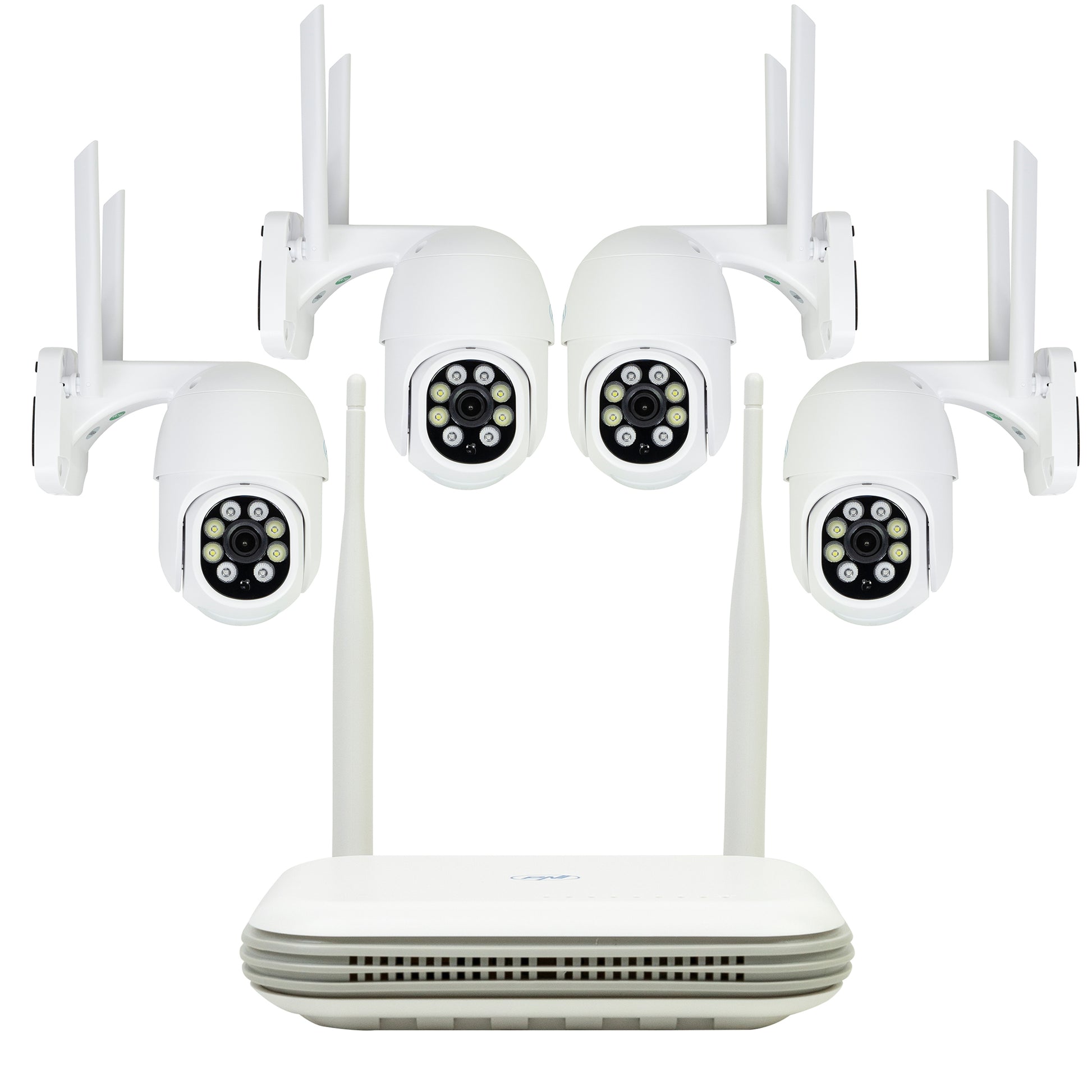 Kit supraveghere video wireless PNI House WiFi800 NVR si 4 camere PNI IP840 de exterior, 8MP, 4K, IP65