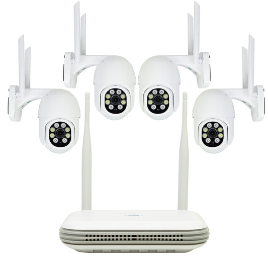 Kit supraveghere video wireless PNI House WiFi800 NVR si 4 camere PNI IP840 de exterior, 8MP, 4K, IP65