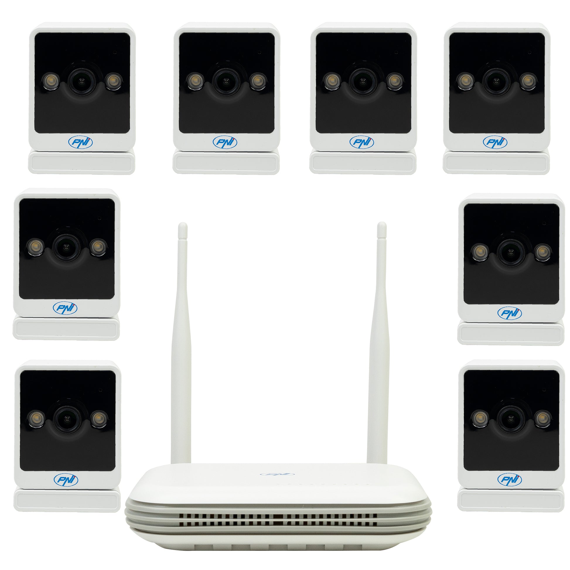 Kit supraveghere video wireless PNI House WiFi800 NVR si 8 camere PNI IP744 4MP