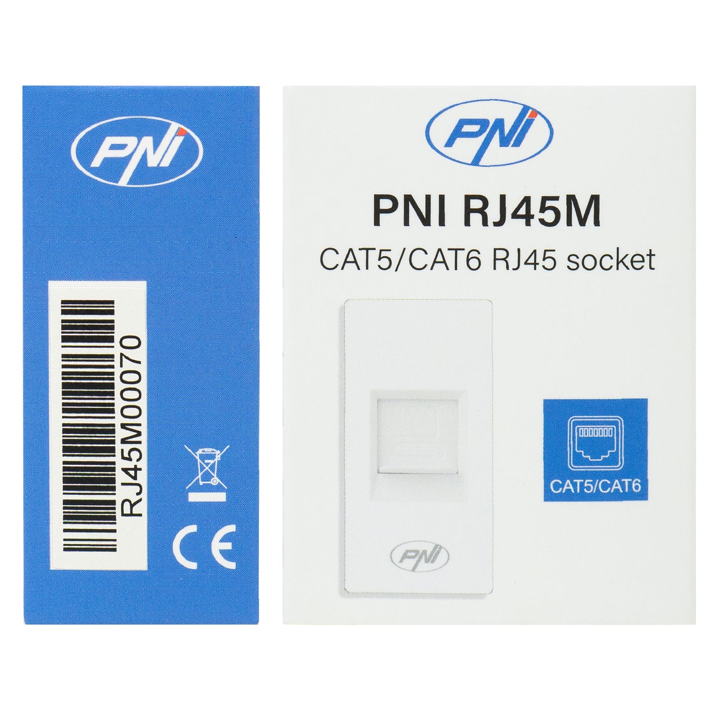 Priza internet PNI RJ45M modulara, CAT5, CAT6, montaj incastrat, alb