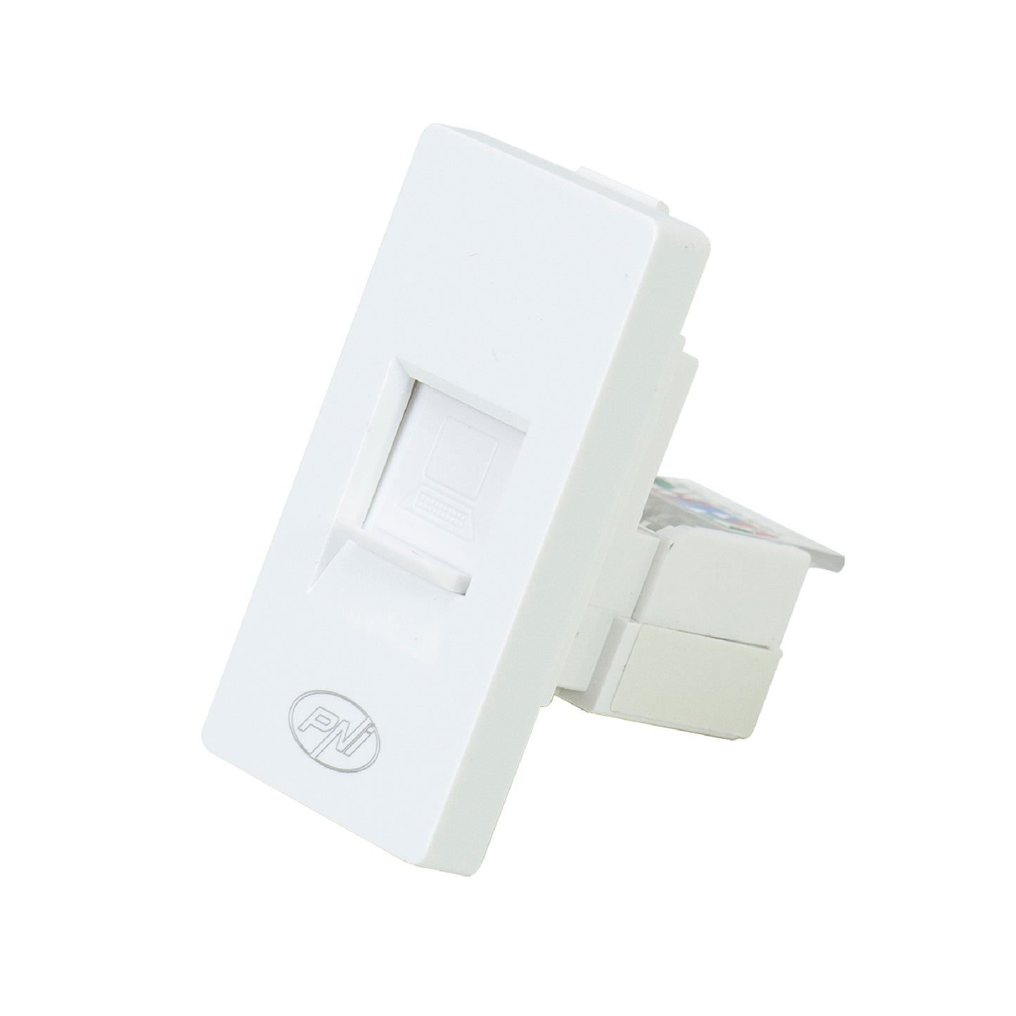 Priza internet PNI RJ45M modulara, CAT5, CAT6, montaj incastrat, alb