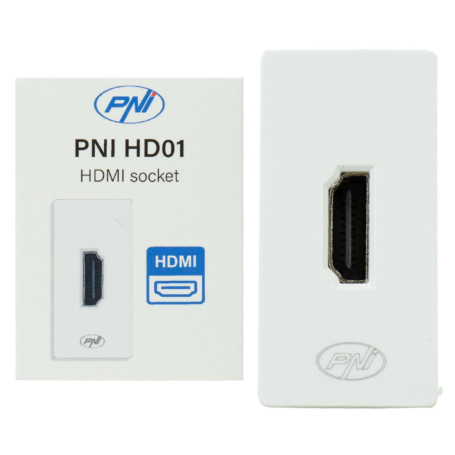 Priza HDMI PNI HD01 modulara, montaj incastrat, alb