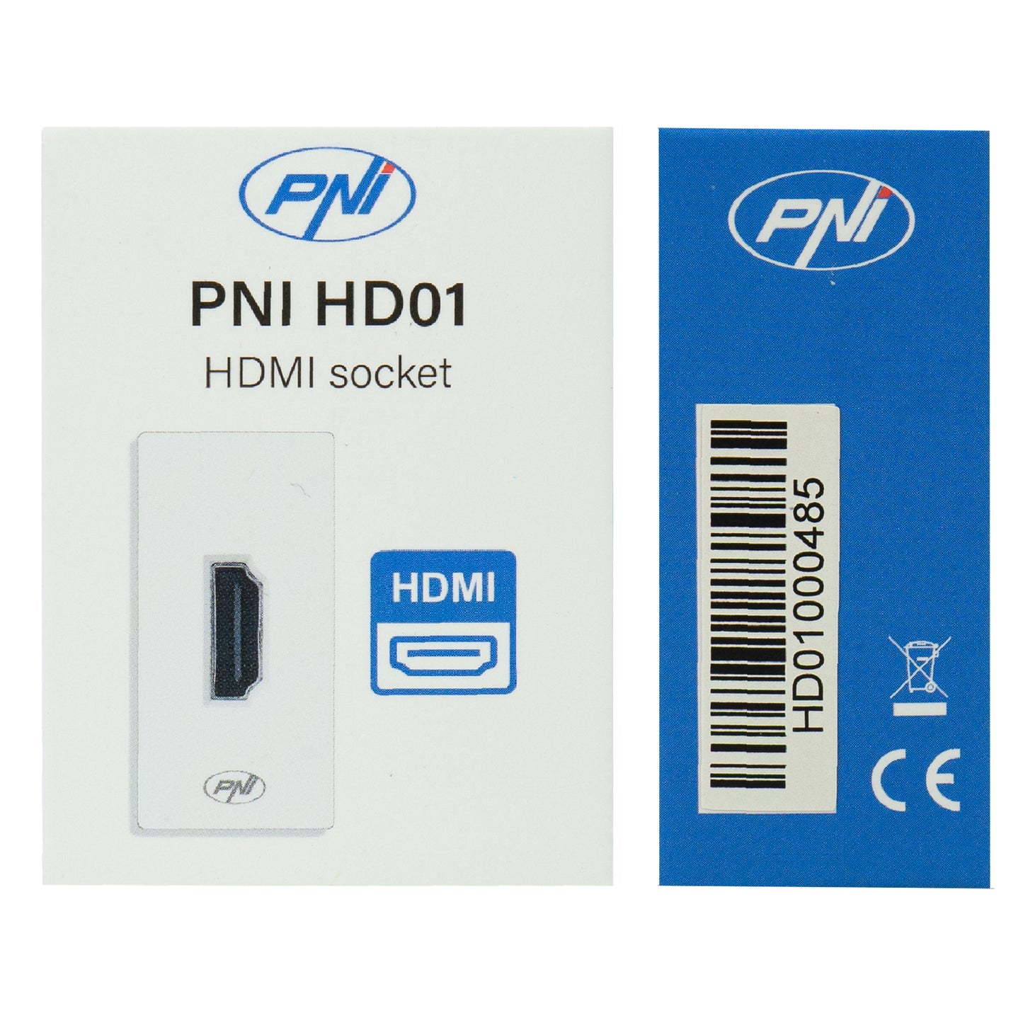 Priza HDMI PNI HD01 modulara, montaj incastrat, alb