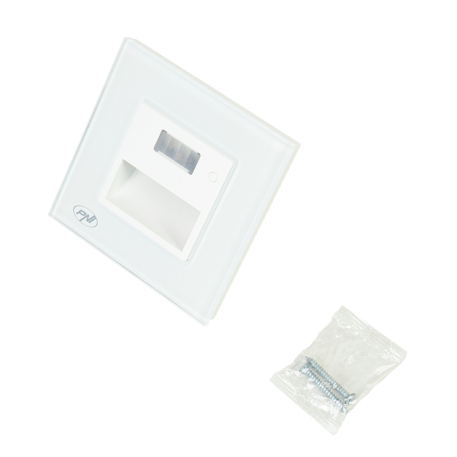 Lampa LED PNI WL100 pentru iluminare trepte scara, montaj incastrat, cu senzor de miscare, senzor de lumina, culoare lumina reglabila, intensitate lumina reglabila, mod noapte, mod zi, 1.5W, 150 lm
