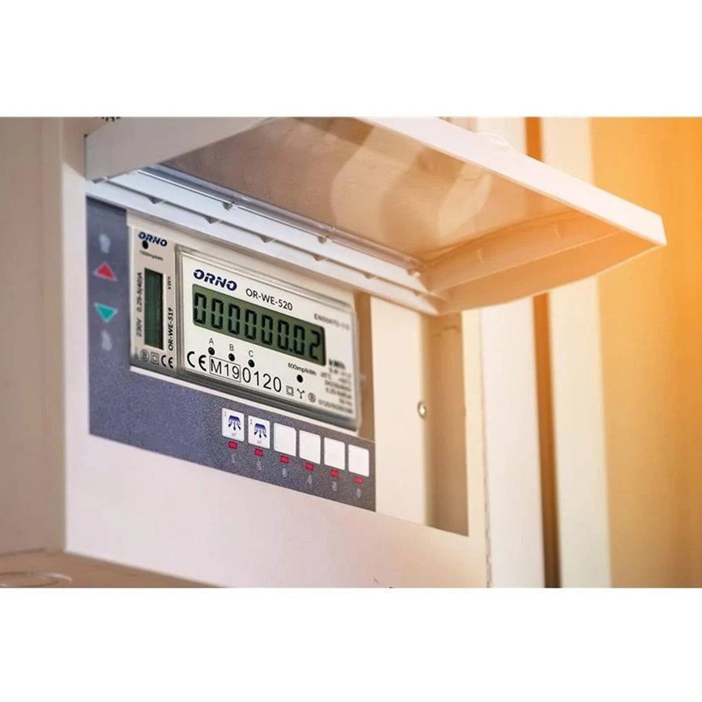 Contor trifazic ORNO OR-WE-520, 80A, certificare MID, 3 faze, 230V, clasa de masurare B, frecventa de impuls 800 imp/kWh, IP51, gri