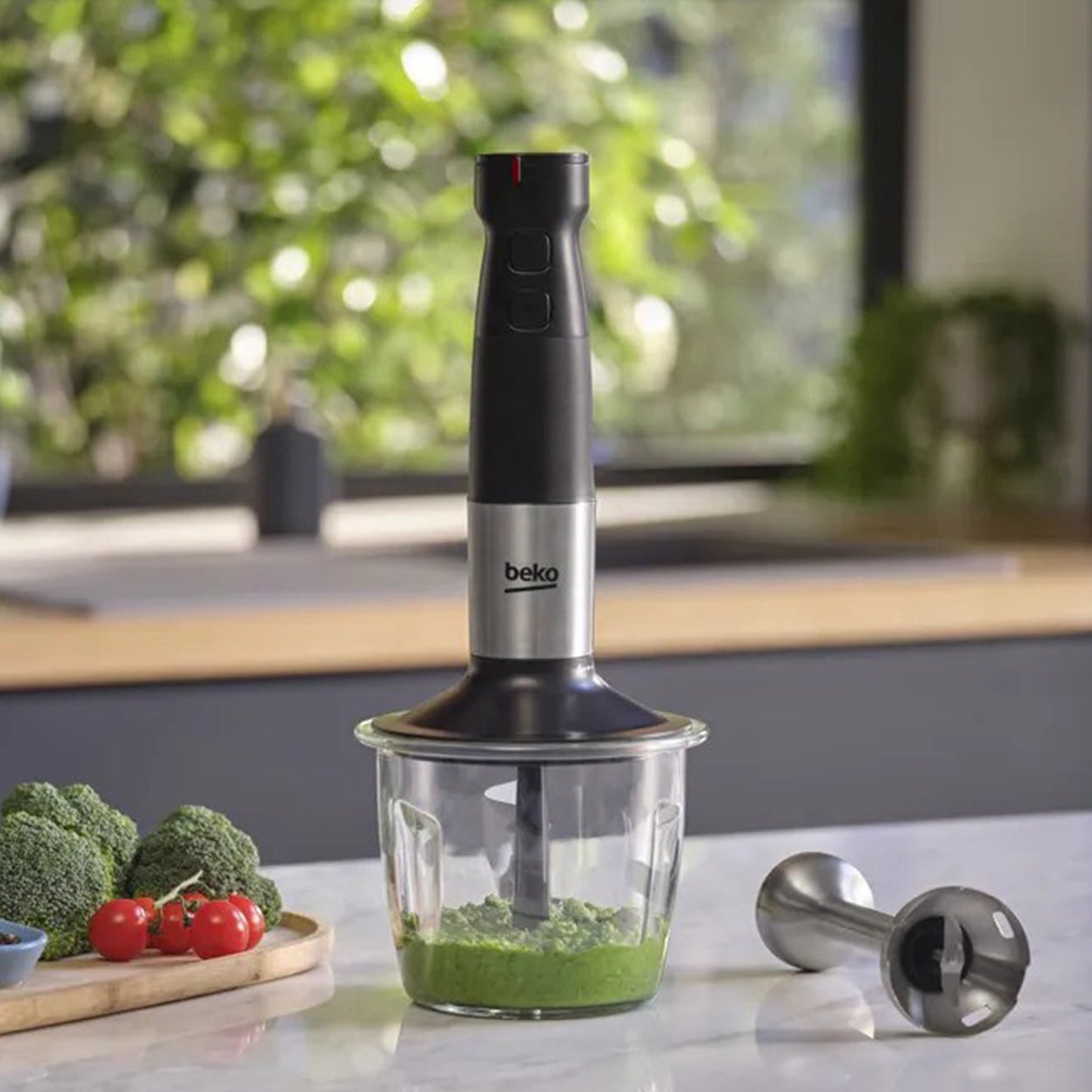 Set blender de mana Beko HBA81762BX, 750W, 12 trepte de viteza +Turbo, 1 l, 5, negru/argintiu