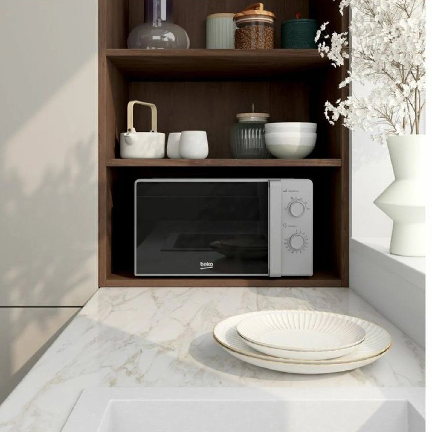 Cuptor cu microunde Beko MOC20100SFB, 700 W, 20 L, functie dezghetare, gri