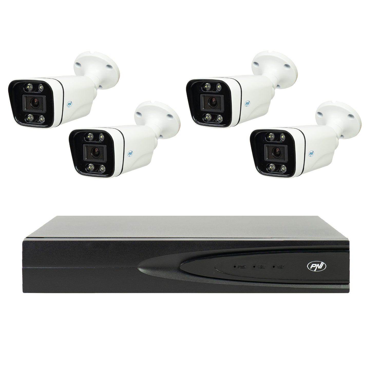 Pachet supraveghere video NVR POE PNI House IP810, 4 camere PNI IP8POE, 8MP si cabluri incluse