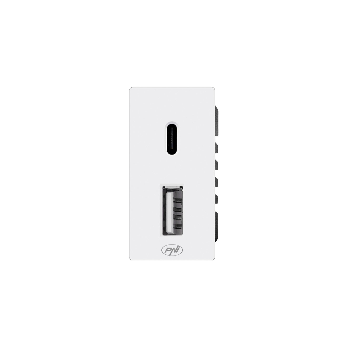 Priza alimentare 2 x USB PNI UB30, USB-A USB-C, 12V/9V/5V, max. 20W, modulara, tip F 1/2, montaj incastrat