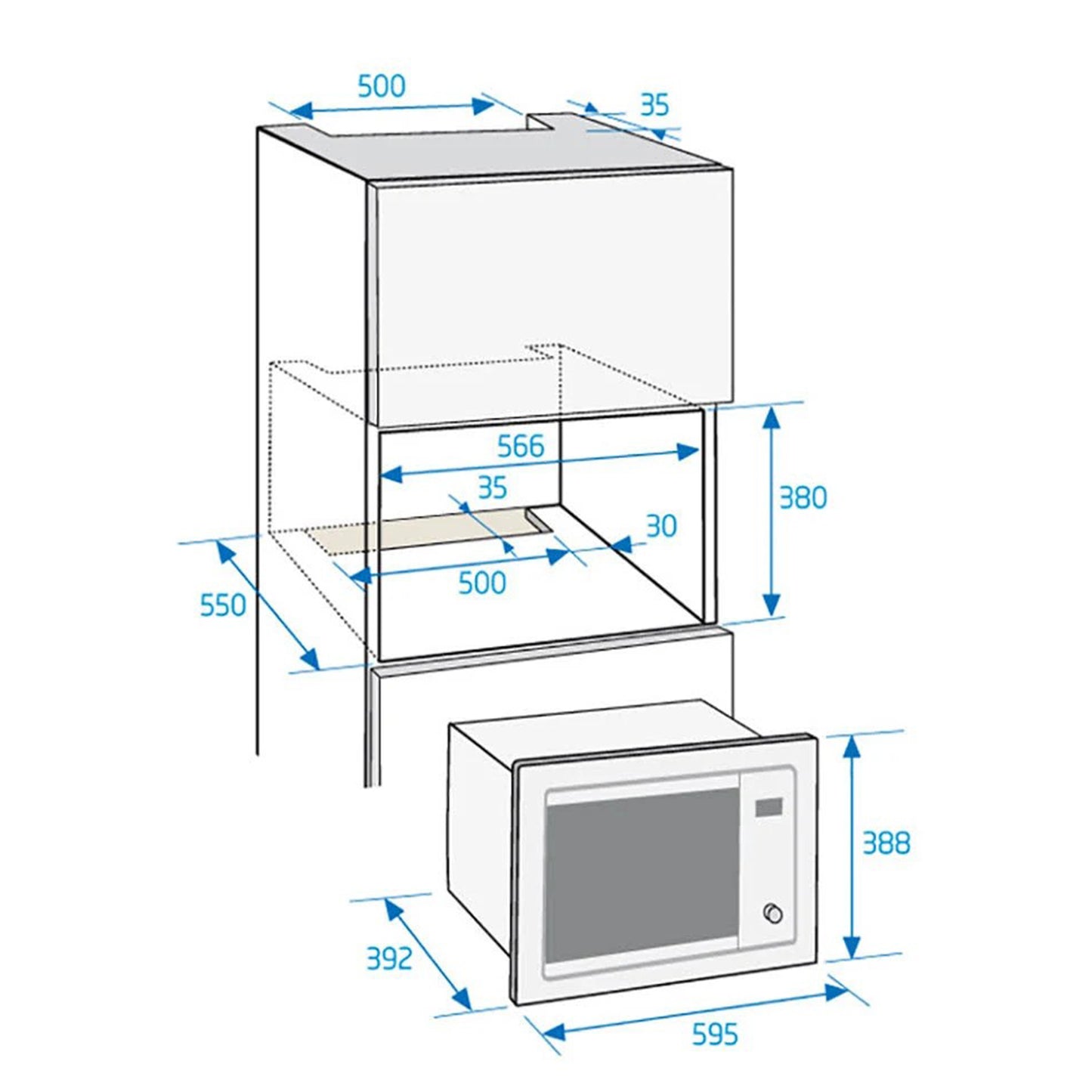 Kit Cuptor cu microunde incorporabil Beko MGB25332BG, 900 W, 25 L, functie auto cook, gri/negru + Sticky Pad Blue