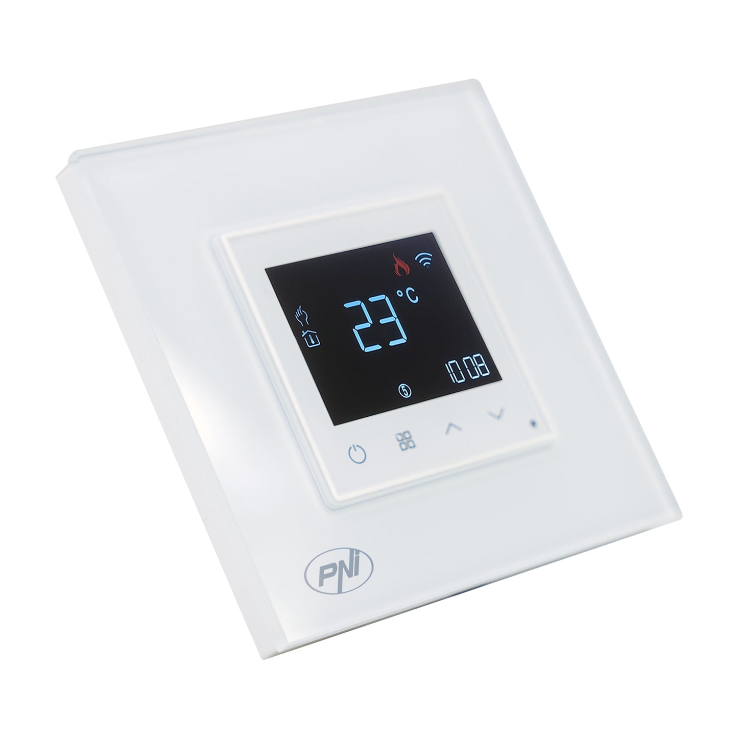 Termostat inteligent PNI CT25W WiFi pentru centrala termica pe gaz, montaj incastrat, 16A, control din aplicatia Tuya Smart, programare zilnica, mod manual/automat, culoare alb