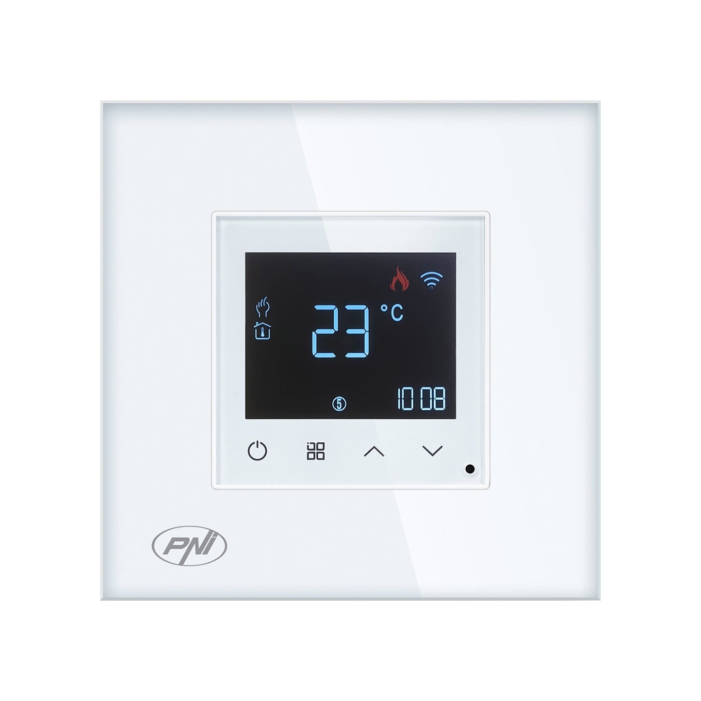 Termostat inteligent PNI CT26W WiFi incalzire in pardoseala electrica sau grup pompare, senzor pardoseala inclus, montaj incastrat, control din aplicatia Tuya Smart, programare zilnica, mod manual/automat, tensiune iesire 230V 10A