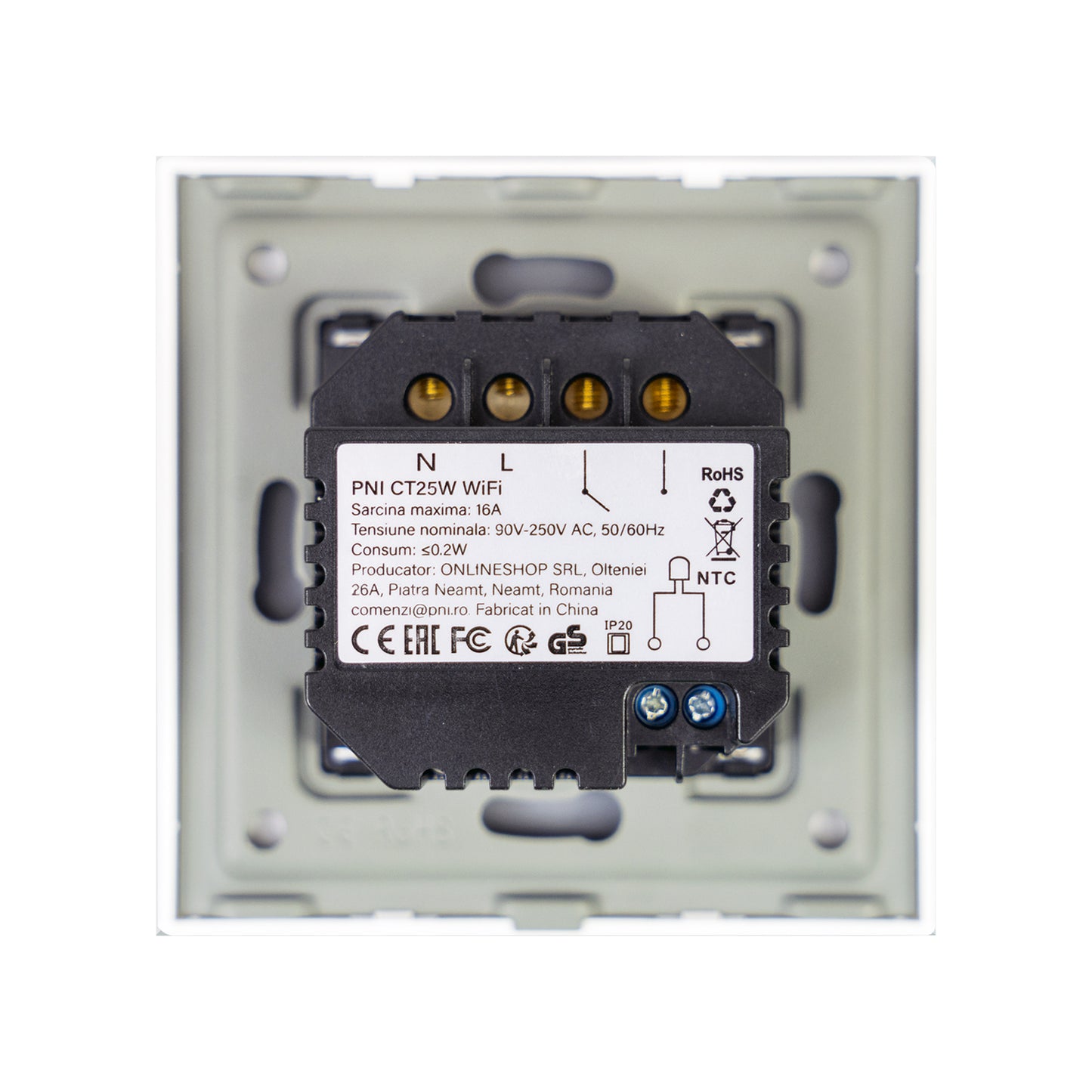 Termostat inteligent PNI CT26W WiFi incalzire in pardoseala electrica sau grup pompare, senzor pardoseala inclus, montaj incastrat, control din aplicatia Tuya Smart, programare zilnica, mod manual/automat, tensiune iesire 230V 10A