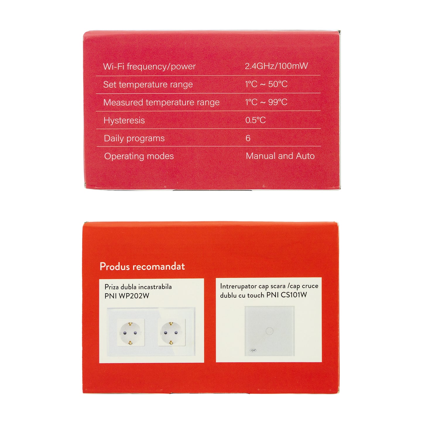 Termostat inteligent PNI CT26W WiFi incalzire in pardoseala electrica sau grup pompare, senzor pardoseala inclus, montaj incastrat, control din aplicatia Tuya Smart, programare zilnica, mod manual/automat, tensiune iesire 230V 10A
