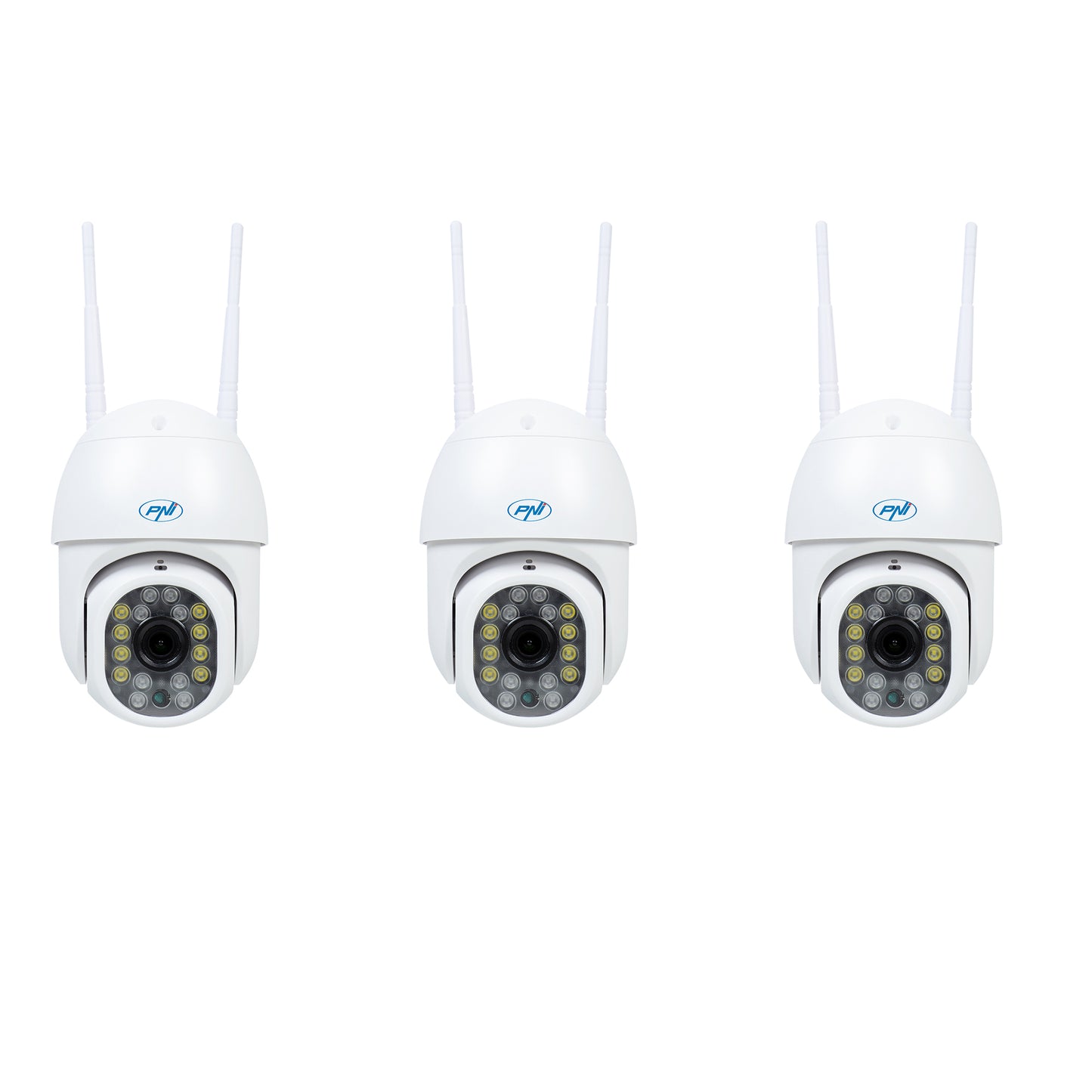Kit 3bucati Camera supraveghere video wireless PNI IP440 WiFi PTZ, 4MP, zoom digital, slot micro SD, stand-alone, alarma detectie miscare, urmarire miscare