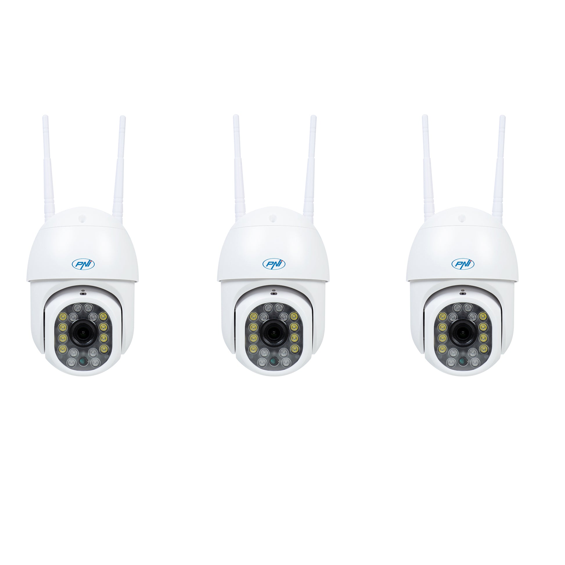 Kit 3bucati Camera supraveghere video wireless PNI IP440 WiFi PTZ, 4MP, zoom digital, slot micro SD, stand-alone, alarma detectie miscare, urmarire miscare