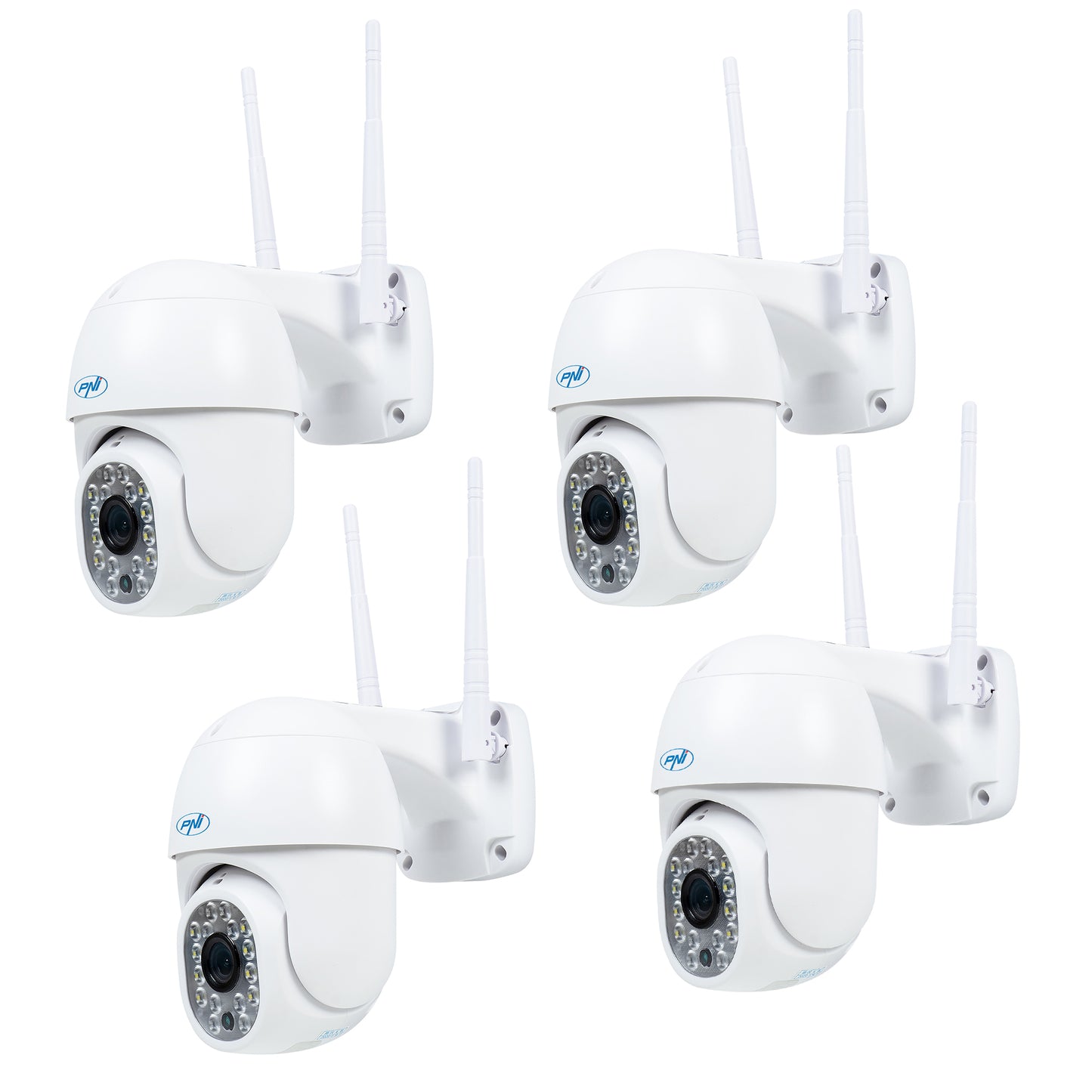 Kit 4bucati Camera supraveghere video wireless PNI IP440 WiFi PTZ, 4MP, zoom digital, slot micro SD, stand-alone, alarma detectie miscare, urmarire miscare
